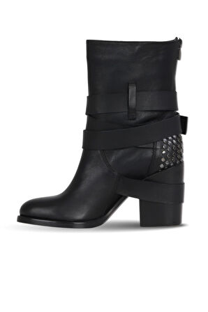 Bueno Shoes Siyah Deri Kadın Topuklu Bot 30wb8085
