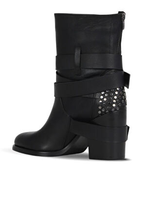 Bueno Shoes Siyah Deri Kadın Topuklu Bot 30wb8085