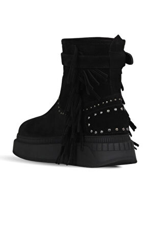 Bueno Shoes Siyah Süet Kadın Dolgu Topuklu Bot 30wb24549