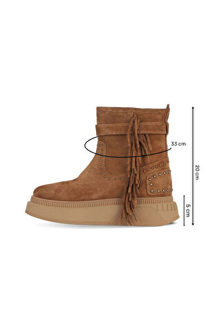 Bueno Shoes Taba Süet Kadın Dolgu Topuklu Bot 30wb24549