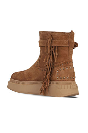 Bueno Shoes Taba Süet Kadın Dolgu Topuklu Bot 30wb24549