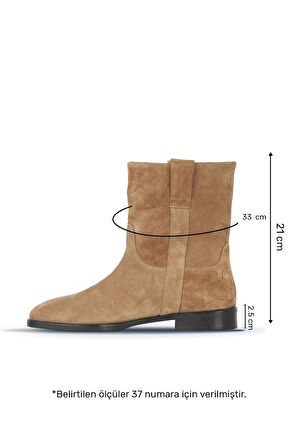 Bueno Shoes Taba Süet-deri Kadın Düz Bot 30wb25504