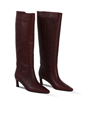Bueno Shoes Bordo Deri Kadın Topuklu Çizme 42wc5840