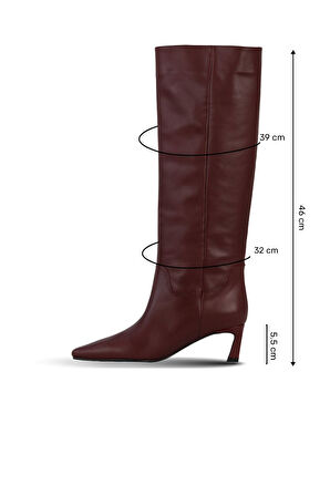 Bueno Shoes Bordo Deri Kadın Topuklu Çizme 42wc5840