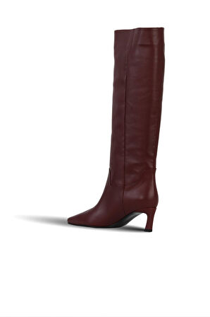 Bueno Shoes Bordo Deri Kadın Topuklu Çizme 42wc5840