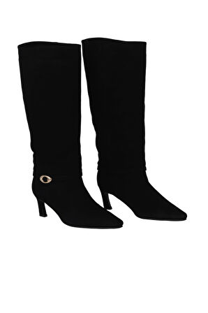 Bueno Shoes Siyah Süet Kadın Topuklu Çizme 42wc6375