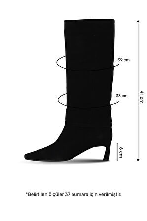 Bueno Shoes Siyah Süet Kadın Topuklu Çizme 42wc6375
