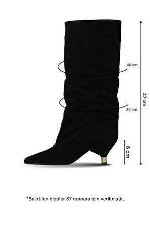 Bueno Shoes Siyah Süet Kadın Topuklu Çizme 42wc6386