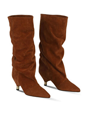 Bueno Shoes Taba Süet Kadın Topuklu Çizme 42wc6386