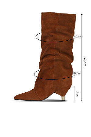 Bueno Shoes Taba Süet Kadın Topuklu Çizme 42wc6386