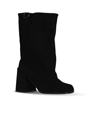 Bueno Shoes Siyah Süet Kadın Topuklu Çizme 42wc6279
