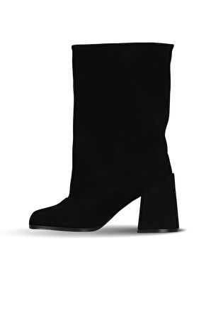 Bueno Shoes Siyah Süet Kadın Topuklu Çizme 42wc6279