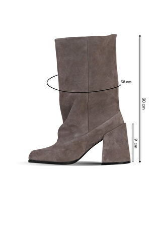 Bueno Shoes Vizon Süet Kadın Topuklu Çizme 42wc6279