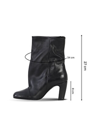Bueno Shoes Siyah Deri Kadın Topuklu Bot 42wb6381
