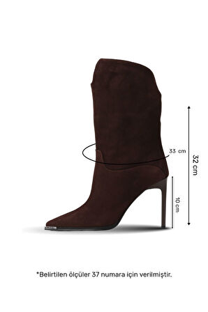 Bueno Shoes Kahverengi Süet Kadın Topuklu Bot 42wb6449