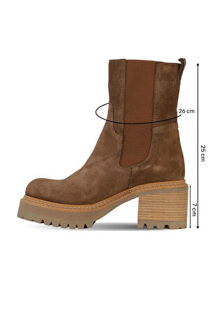 Bueno Shoes Taba Süet Kadın Topuklu Bot 39wb4813