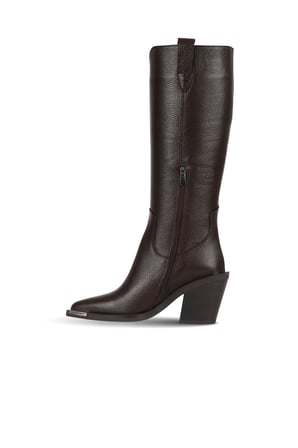 Bueno Shoes Kahverengi Flotter Deri Kadın Topuklu Çizme 33wc20005