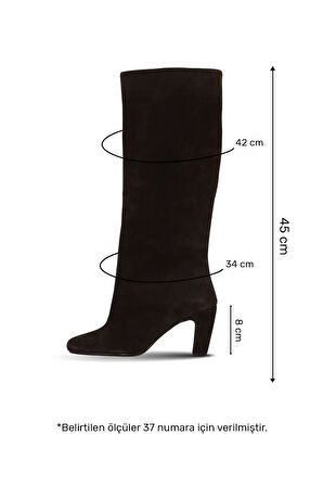 Bueno Shoes Kahverengi Süet Kadın Topuklu Çizme 39wc2958