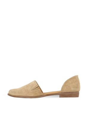 Taba Açık Süet Kadın Düz Sandalet