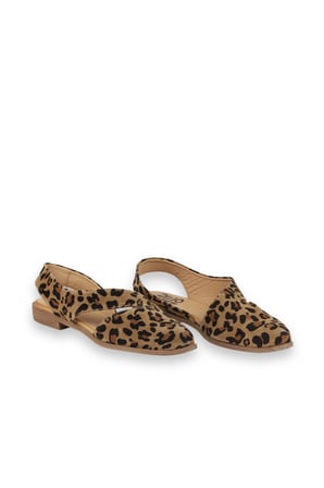 Leopar Süet Kadın Düz Sandalet