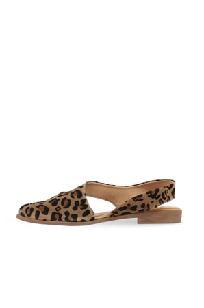 Leopar Süet Kadın Düz Sandalet