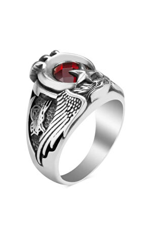 Erkek Tuğralı Tek Kartal Başlı Uzman Çavuş Yüzüğü