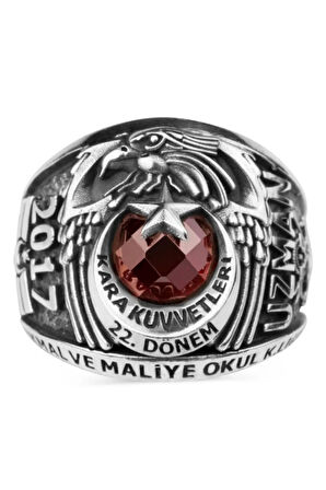 Erkek Kırmızı Gümüş Yüzük