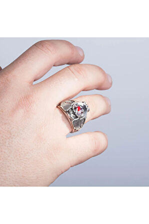 Gümüş Tek Kartal Başlı Yüzük