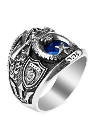 Mavi Erkek Gümüş Yüzük