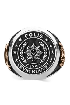 Ay Yıldızlı Osmanlı Armalı Egm Polis Çevik Kuvvet 925 Ayar Gümüş Yüzük Özel Tasarım Model