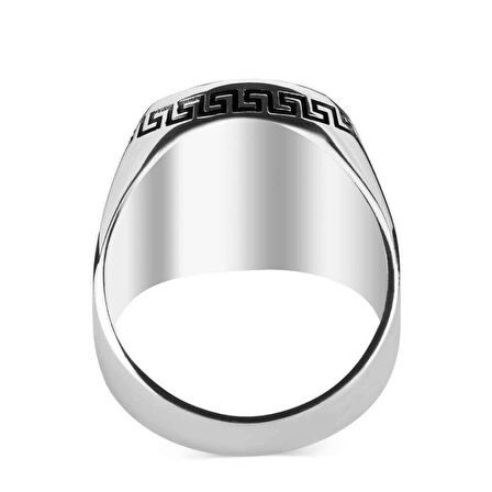 Sade Model Siyah Oniks Taşlı Gümüş Erkek Yüzük