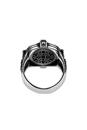 Erkek Pusula Tasarımlı Çapa Figürlü Motifli Desenli Özel Model 925 Ayar Gümüş Yüzük