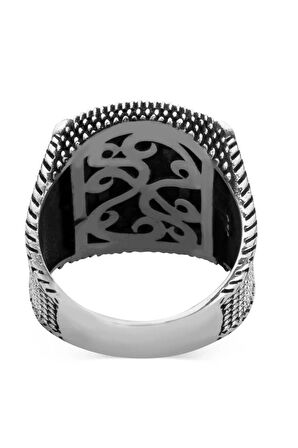 925 Ayar Gümüş Siyah Oniks Taşlı Vavlı Erkek Yüzük