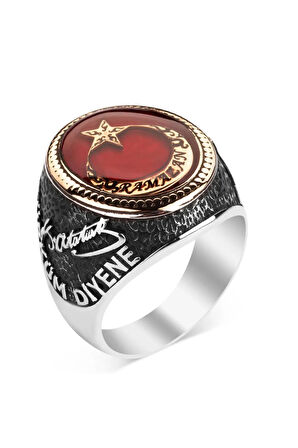 Ne Mutlu Türküm Diyene Yazılı Kişiye Özel Gümüş Yüzük