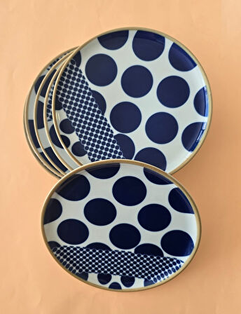 Porland Spotty Puantiyeli Pasta Tabağı 20cm 6 Parça