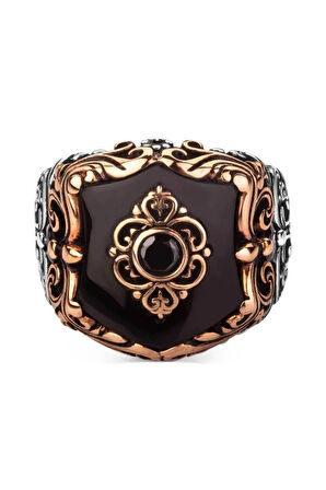 Karo Model Siyah Oniks Taşlı Gümüş Erkek Yüzük