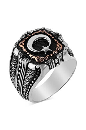 Ay Yıldızlı Taşsız 925 Ayar Gümüş Yüzük