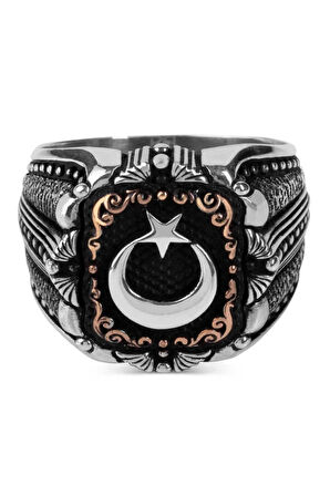 Ay Yıldızlı Taşsız 925 Ayar Gümüş Yüzük