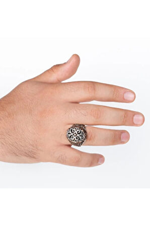 Taşsız Özel Tasarım Desen Gümüş Erkek Yüzük