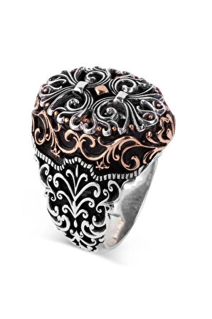 Taşsız Özel Tasarım Desen Gümüş Erkek Yüzük