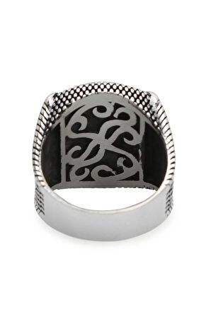 925 Ayar Gümüş Kahverengi Kaplangözü Taşlı Erkek Yüzük