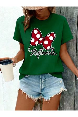 Unisex Minnie Fiyonk Baskılı Tasarım Tshirt
