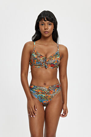 B11017 BALENLİ TOPARLAYICI BİKİNİ TAKIMI ORANJ