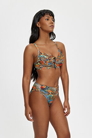 B11017 BALENLİ TOPARLAYICI BİKİNİ TAKIMI ORANJ