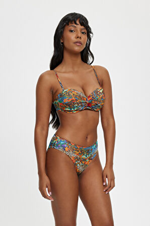 B11019 BOŞ KAPLI STRAPLEZ BİKİNİ TAKIMI ORANJ