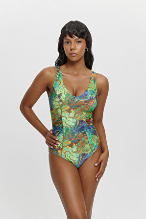 M12017 Biye Detaylı Kuplu Toparlayıcı Mayo YEŞİL