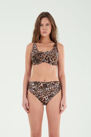 B21023 Balenli Toparlayıcı Leopar Bikini Takım