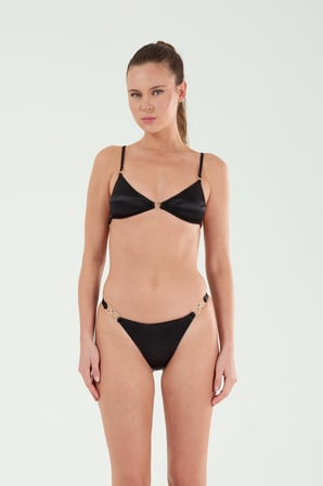 B21033 Saten Üçgen Bikini Takım