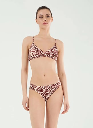 Louren Bordo Kadın Desenli Bikini Takım B21057