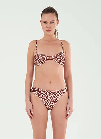 Louren Bordo Kadın Desenli Bikini Takım B21058